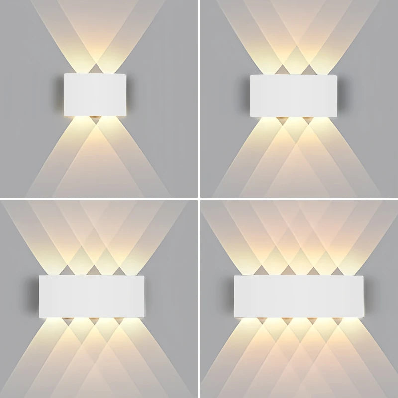IQSCI Outdoor-Indoor Modern Waterproof Black-White Rectangle Shaped ABS Plastic Body AC-Powered Wall-Mounted Up-Down LED Lights Wall Light Fixtures