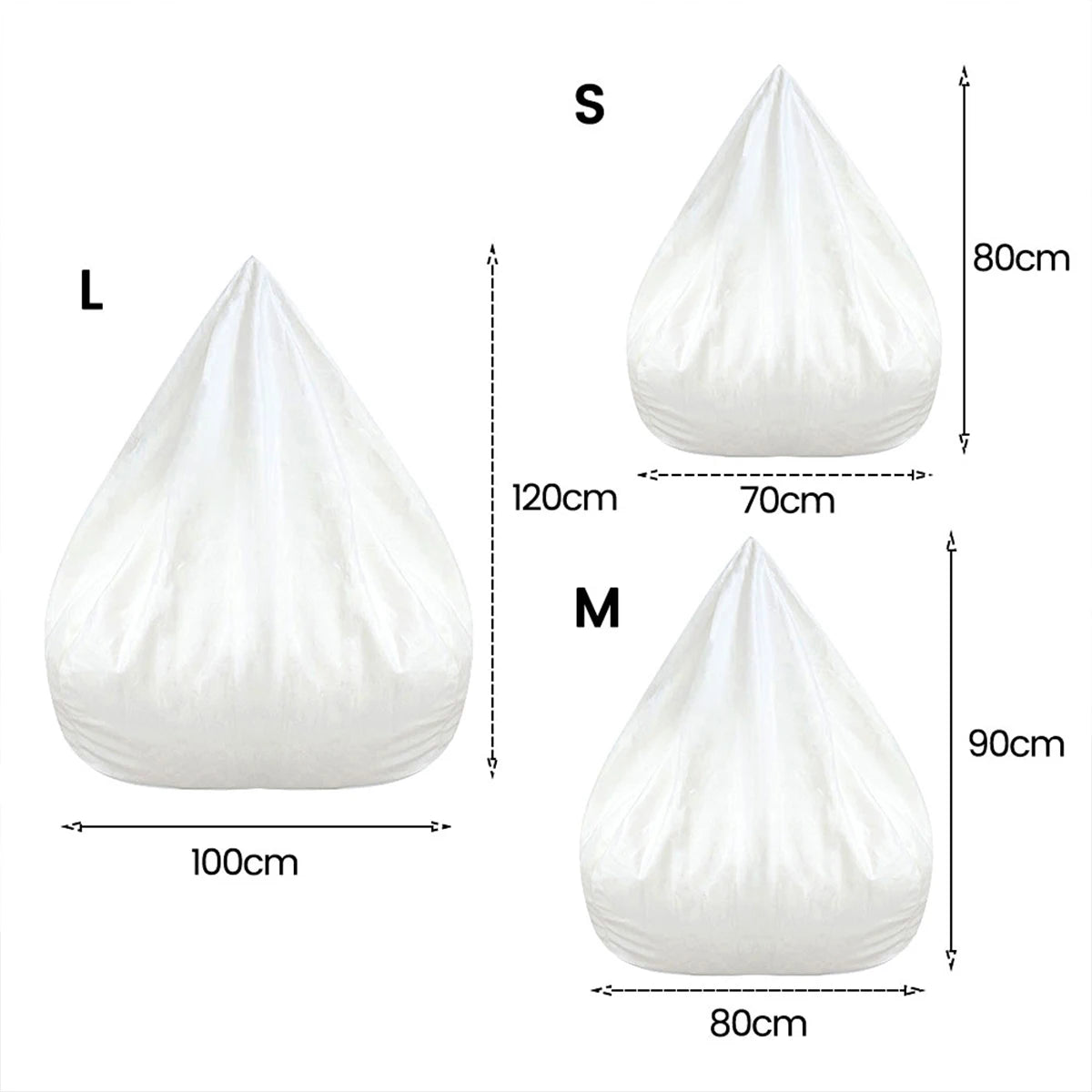No-EN-Name-Null Removable Washable Polyester Fabric Lazy Teardrop Shaped White-Gray Mesh Bean Bag Inner Liner Chair Accessories /For Bean Bag Chair/Without Filling/Sizes: Small /Medium/ /Large