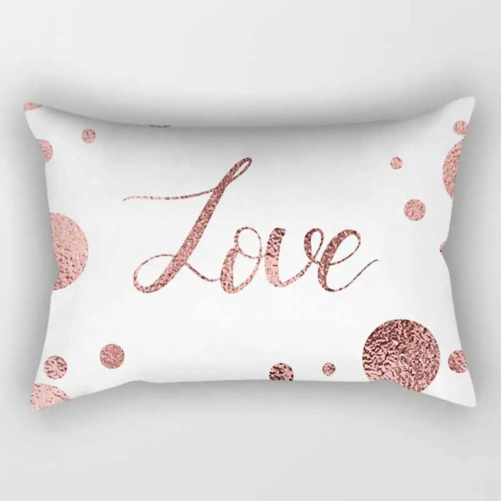 No-EN-Name-Null Modern Rectangle Single-Sided Pattern Pink Geometric Striped Polyester Peach Skin Fabric Pillowcases/Size: 30 cm X 50 cm (12 inches X 20 inches)/Colors-Striped/Geometric/Gold/Animal/White