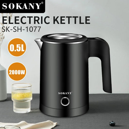 0.5L Electric Kettles Stainless Steel for Double Layer Heat-resistant WallAuto Safety Auto-Off & Boil-Dry Protection 120V/2000W