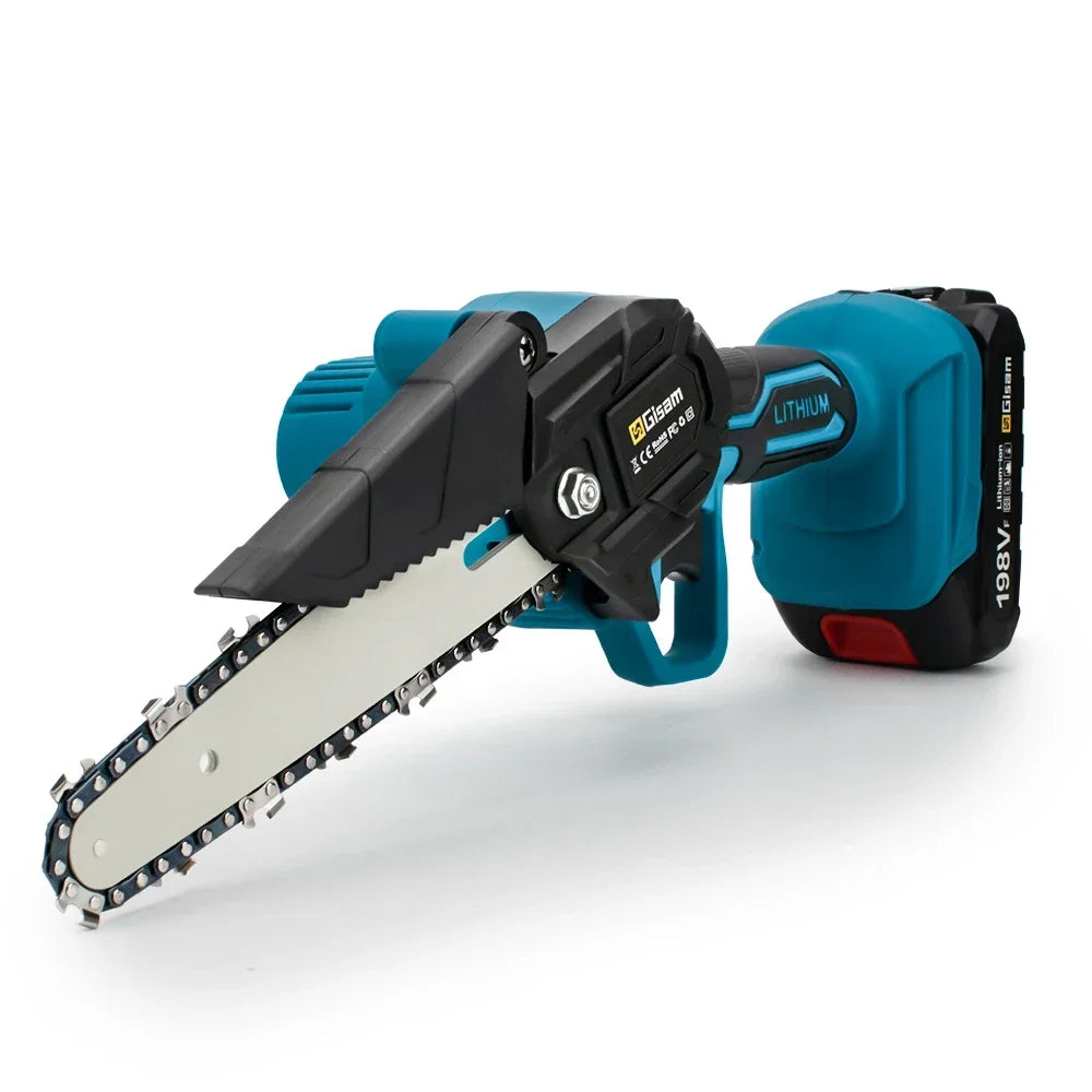 No-EN-Name-Null Outdoor ABS Plastic Red-Black Body Non-Slip Soft Rubber Handle Rechargeable Battery-Powered Wood-Cutting Cordless Electric Mini Handheld Metal Chainsaws/Colors-Red/Blue/Black/Gray/Multicolor