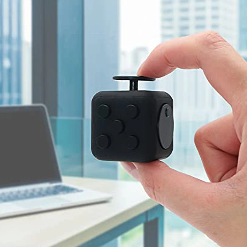 Plastic Black Dice Cube 6 Sides Textured Buttons Stress-Anxiety Relief Sensory Toys/Ages: 13-18 Years Old Adults/Colors-Black/Purple/Gray/Red/White/Multicolor