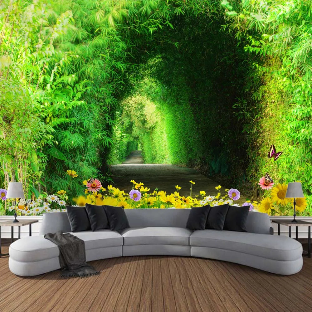 Bamboo tapestry natural landscape 3d printing wall hanging home decoration aesthetics room art wall decoration blanket