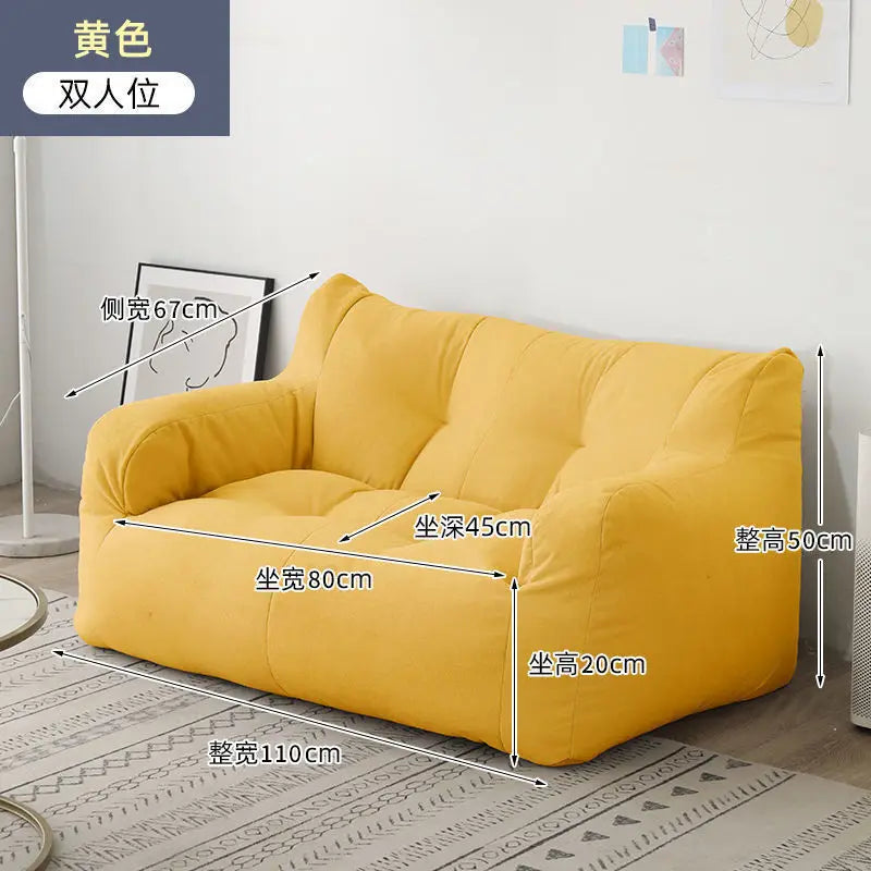 No-EN-Name-Null GIANT Soft Linen-Cotton Fabric Sofa Bean Bag Chairs/ Side Pocket/Detachable Cover /Washable /Colors-Gray/Blue/Yellow/Beige/Multicolor