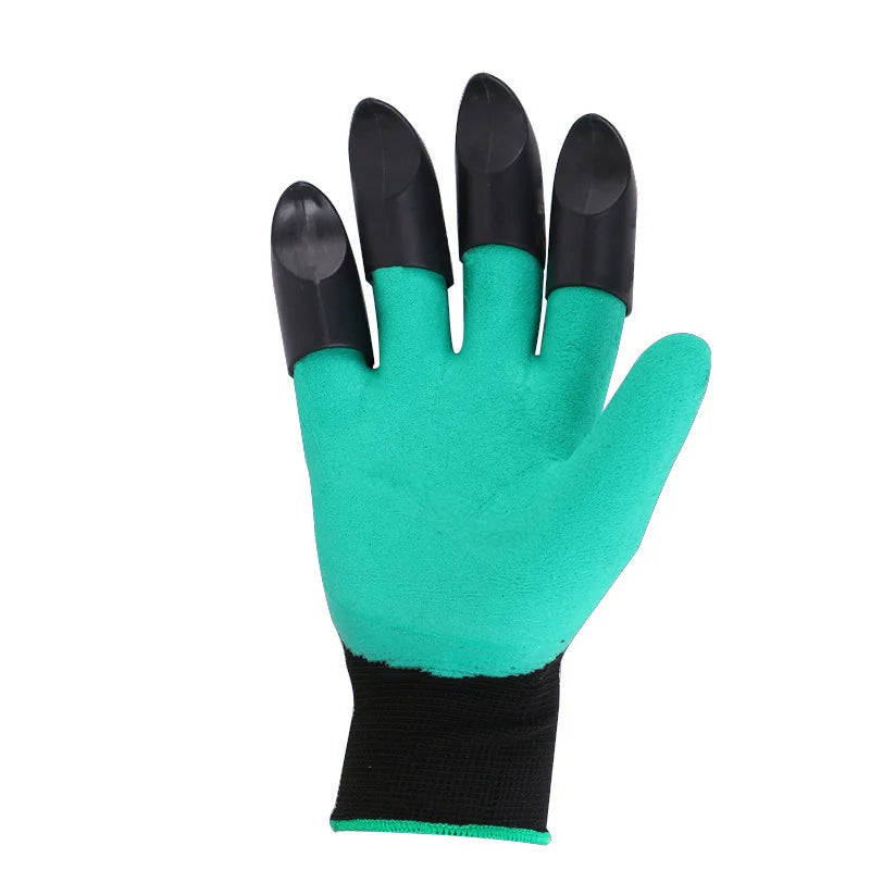 No-EN-Name-Null Outdoor Adults Waterproof Green Removable Black 8 Plastic Claw Tips Puncture Resistant Elbow Length Cotton Digging Gloves Gardening Accessories /Colors-Green/Purple/Black/White/Multicolor