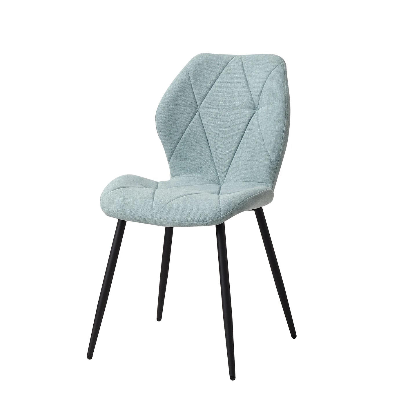 EGOONM Modern Black Upholstered Padded Linen Fabric Metal Legs-Feet 4 Kitchen-Dining Room Chairs/Dimensions: L 42cm x W 48cm x H 86cm/Colors-Black/Blue/Beige/Gray