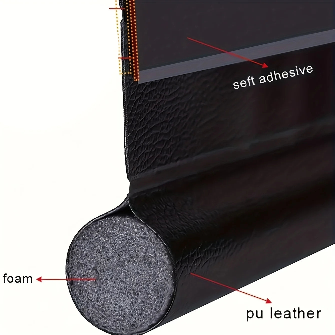 Round Plastic Adjustable PU Leather Eva Self-Adhesive Wind-Sound-Proof Window-Door Bottom Foam Seal Strips/Colors-White/Black