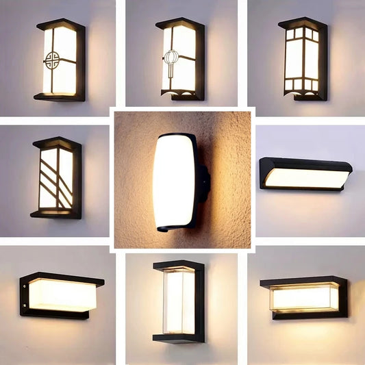 Modern LED Outdoor Wall Lamp IP65 Plastic Waterproof Porch Front Door Sconce Garden Terrace Balcony Exterior Decor Wall Lighting