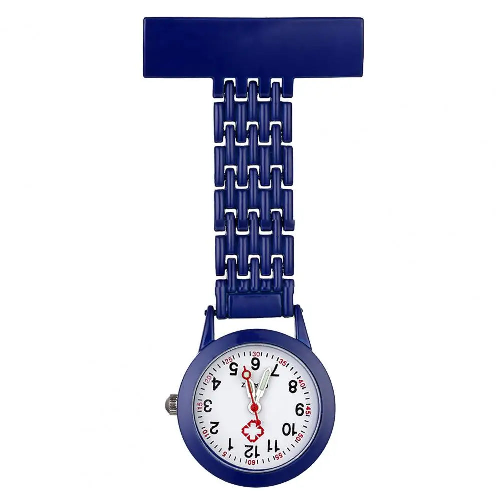BLUELANS Unisex Adults Stainless Steel Metal Alloy Case Nurses Quartz Analog Display Locked Brooch Rectangle Pin Attachment Round Shaped Glass Face Fob Pocket Watches/Colors-Red/Purple/Black/White/Sky Blue/Dark Blue/Green/Pink