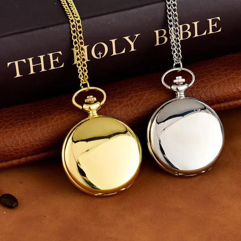 No-EN-Name-Null Classic Antique Quartz Metal Alloy Glass Face Silver Round Shaped Case Shiny Retro Double-Sided LOVERS Shiny Chain-Pocket Watches/Colors-Black/Gold/Silver/Bronze