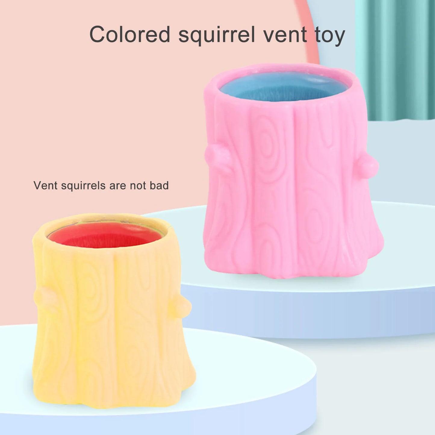 SMALL FIRE CHILD Adults Cute Soft Silicone Squeezable Cartoon Popping Up Squirrel-Multicolor Tree Trunk Stump Vent Activity Toys/Ages: 18 Years Old-Adults/Colors-Brown/Multicolor/Animal