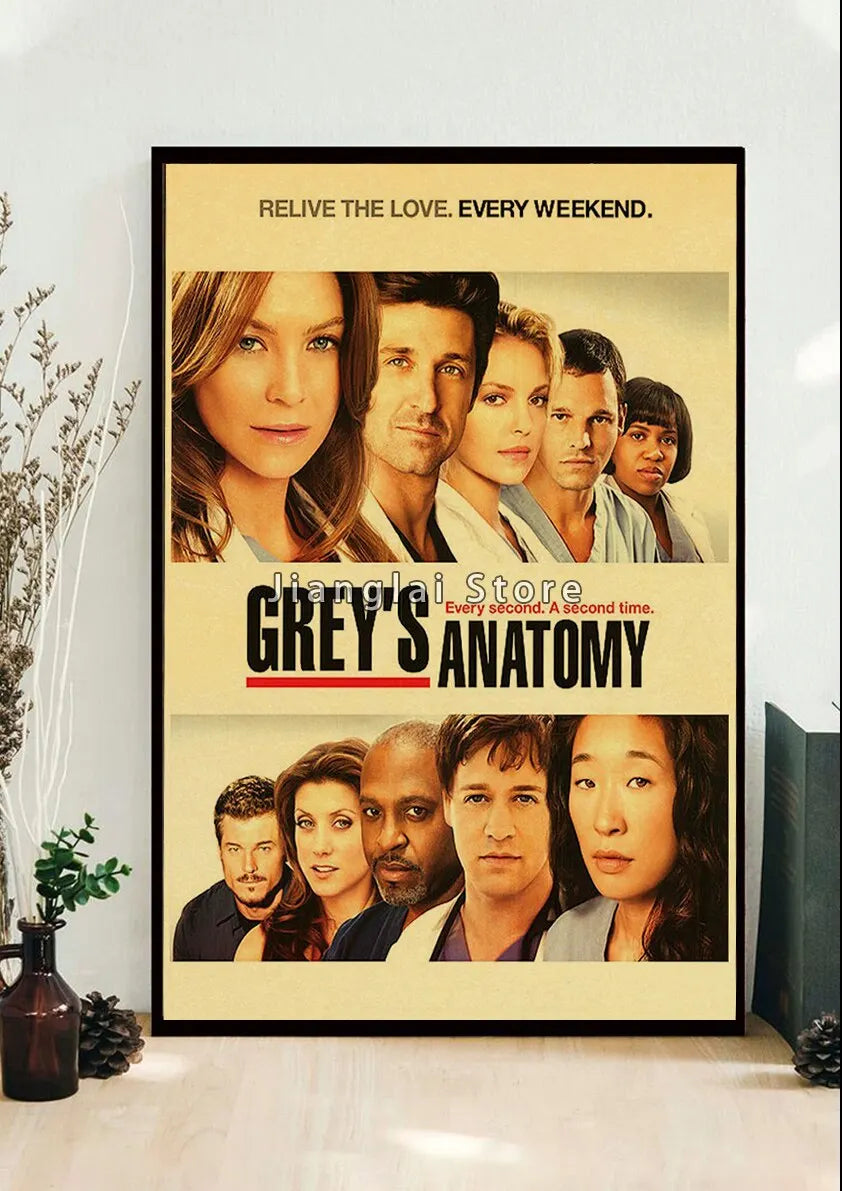 No-EN-Name-Null Unframed Printed Polyester Canvas Anime Cartoons-Movie-TV-Pop Culture-Life Changes In A Heartbeat Greys Anatomy Style Wall Art Posters/ Colors-Multicolor/Black/Beige/White/Gray/Gold/Floral