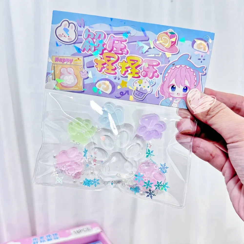 CHUTAI Teens-Adults Soft Non-Toxic Silicone Glow-In-The-Dark Clear Transparent Cartoon Anime Cat Paws Animal Squeeze Activity Toys /Ages: 13-18 Years Old Adults/ Colors-Clear/White/Green