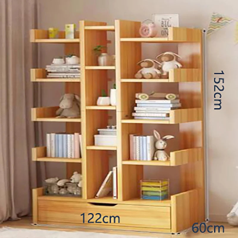No-EN-Name-Null  Kids Brown Wood Free-Standing One Drawer On Bottom Bedroom Shelves-Rack Bookcases/Size: 152cm x 122cm x 60cm