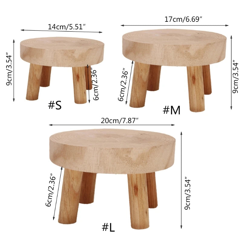 1 /Solid Wood Rustic Brown Round Plant Stool