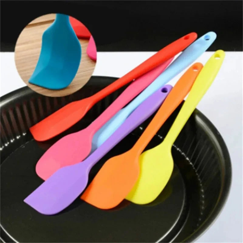 Kitchen Small Heat Resistant Integrated Soft Silicone Spatulas/With Hook Hole/Colors-Red/Blue/Green/Orange/Pink