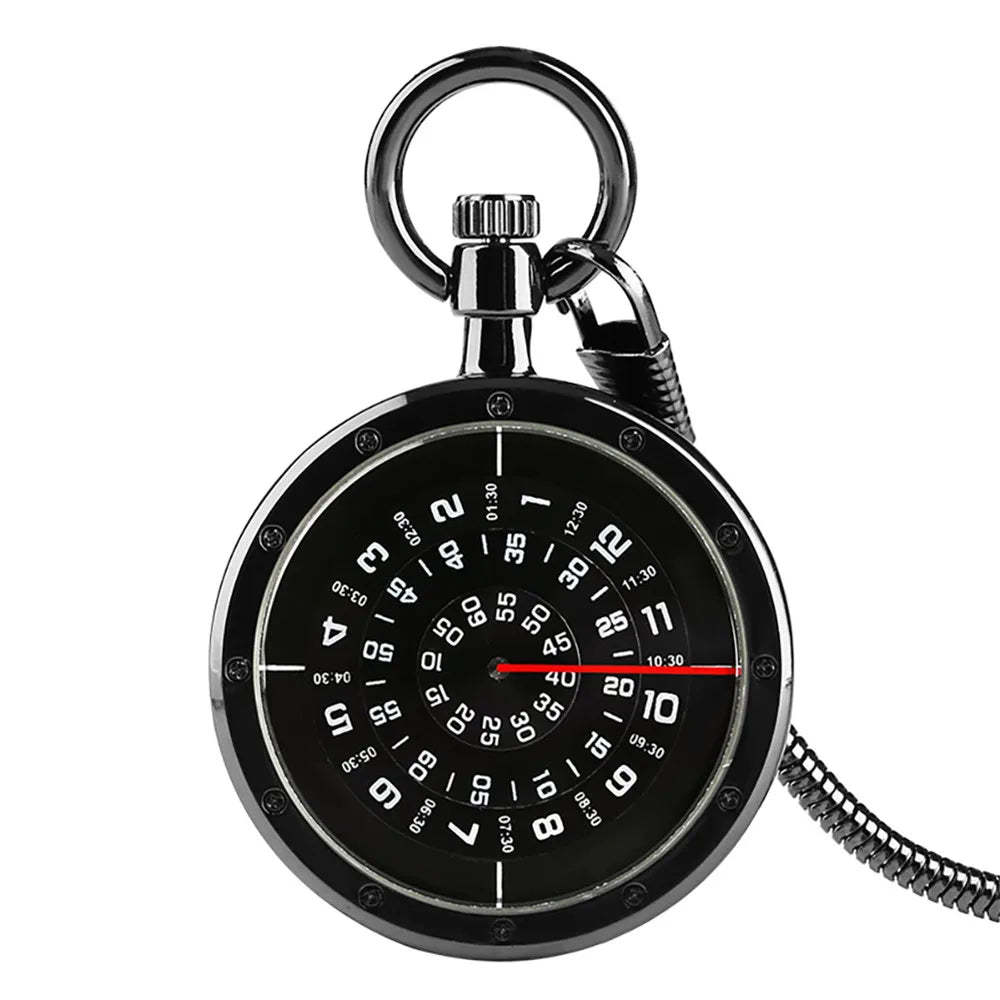 YISUYA Adults Quartz Analog Display Acrylic Face Black-Silver Stainless Steel Metal Round Shaped Case Turntable Blue Silver Casing Dial Metallic Snake Fob Chain-Pocket Watches/Multicolor Dials
