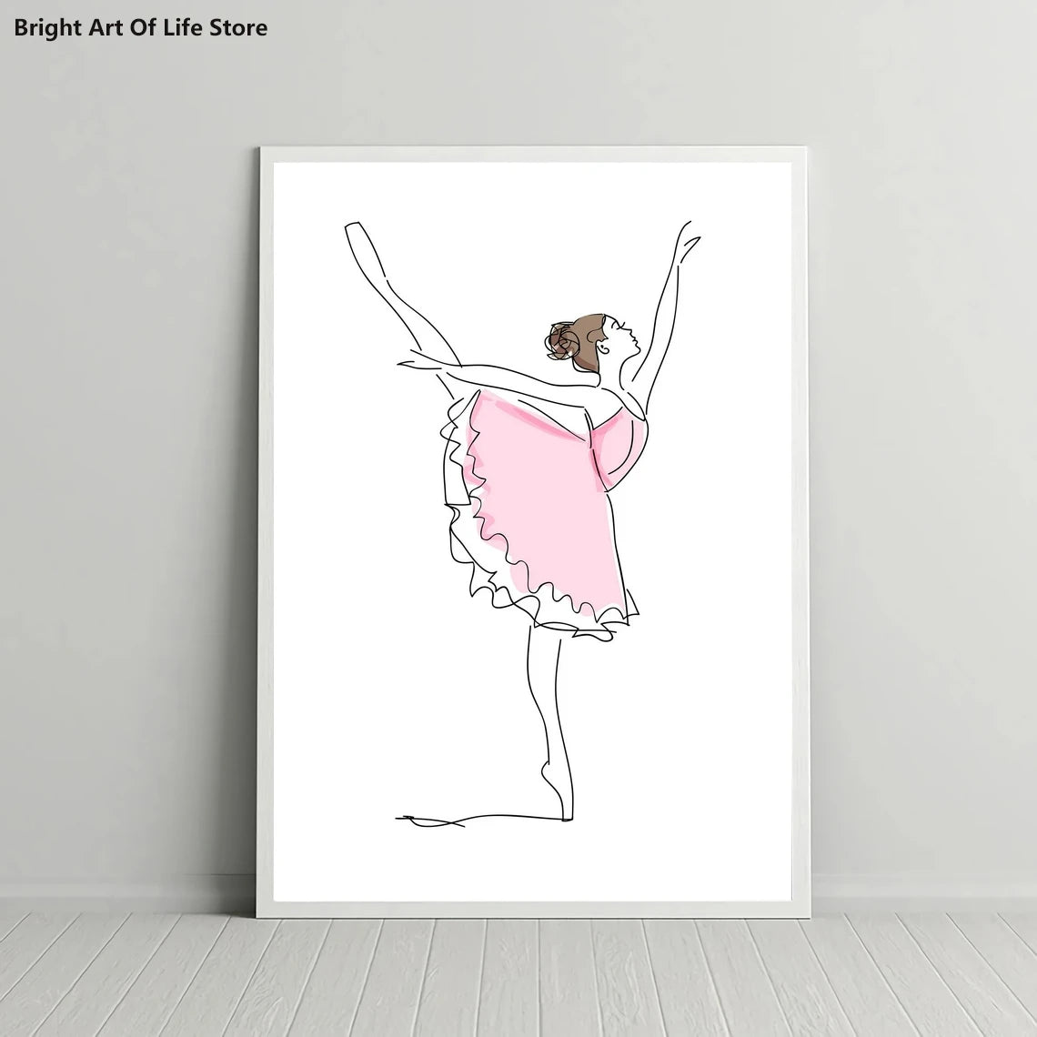 No-EN-Name-Null Modern Unframed Rectangle Waterproof Oil Canvas Pink-White Dancing Ballerina Ballet Dancer Art Posters