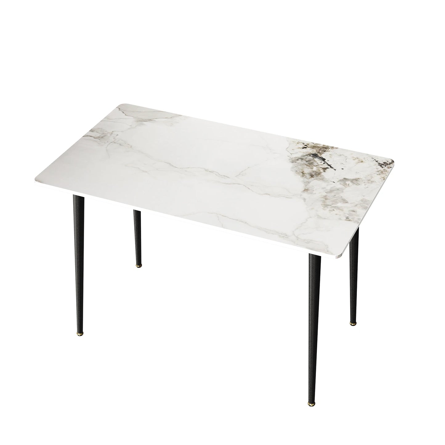 NULL Indoor Modern Rectangle Shaped Glossy Gray Marble Finish Top Black Metal Legs Dining Tables/  Colors-Glossy Gray/Glossy Jade/ Glossy White