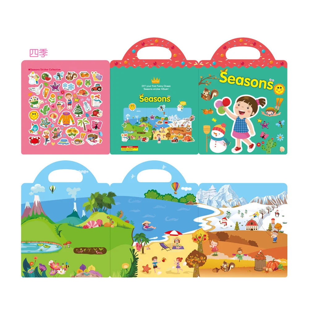 TAKARA TOMY Kids Plastic Early Educational Reusable Multicolor Cartoon Animal Scene Stickers Painting Hand-On Puzzle Books Stickers-Stickers Machine /Ages: 2-18 Years Old-Older