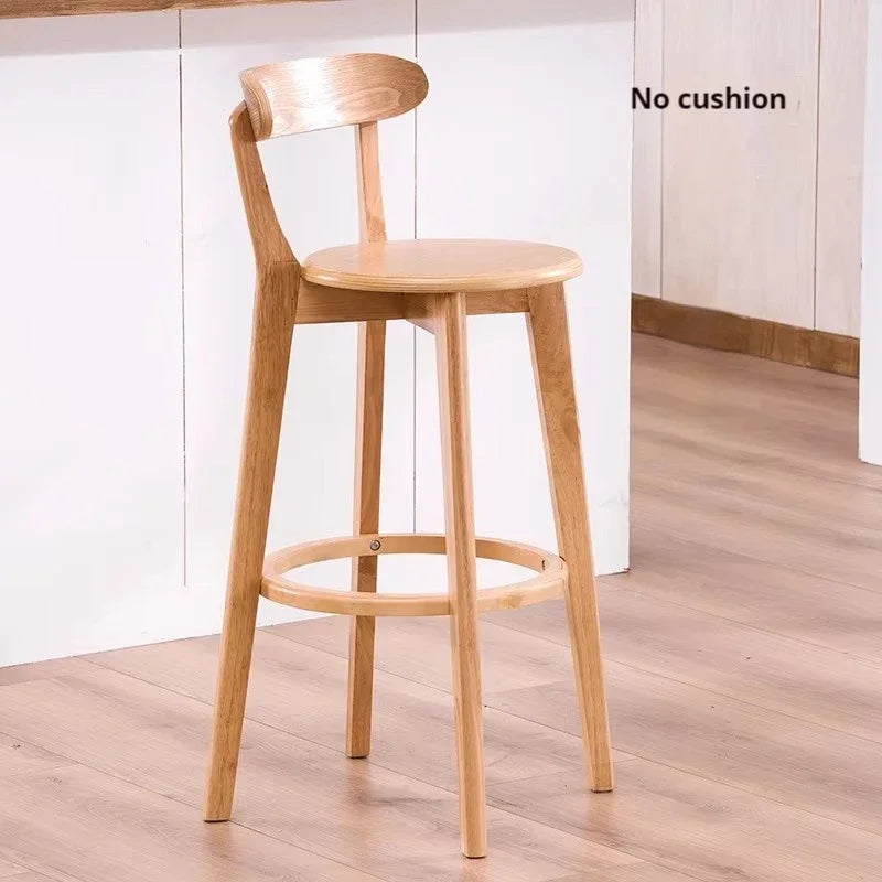 No-EN-Name-Null Modern Upholstered Padded Hard Solid Wood Low Full Curved Backrest Soft Fabric Round Seat Cushion Bar Stools/Colors-Green/Brown/Beige/Gray/Black