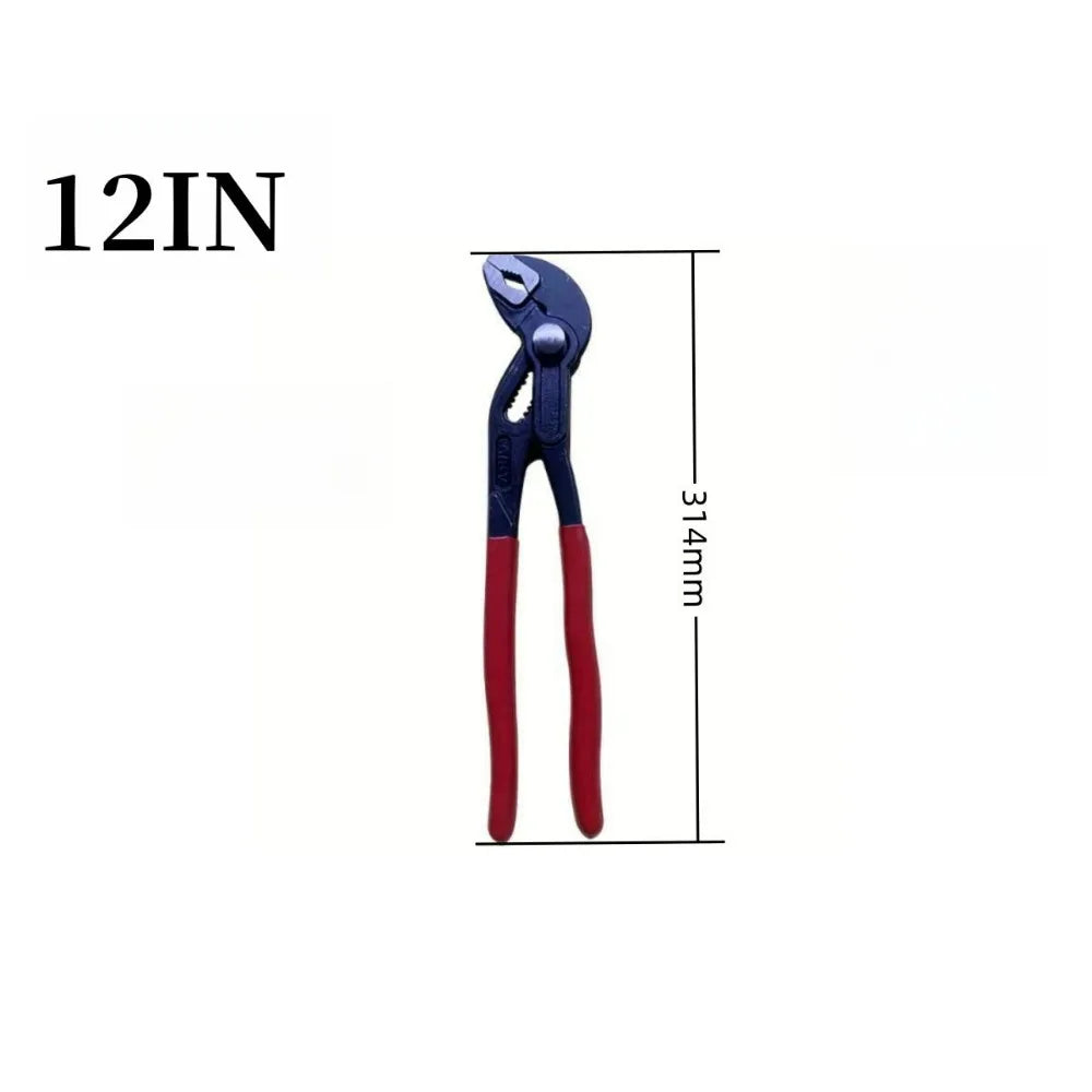 ALLSOME DIY Metalworking Handheld Black-Red Plastic Coated Handles Quick-Adjusting Chrome-Plated Steel Water Pump Pliers/Sizes: 7-10-12 Inch