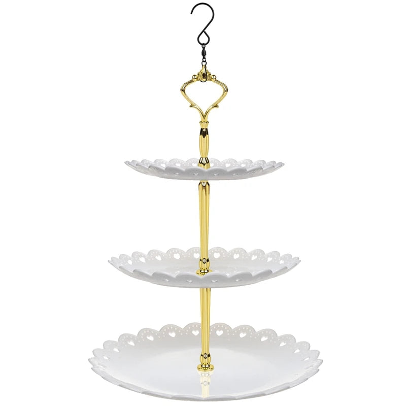 No-EN-Name-Null Outdoor Garden Hanging Metal Chain 3-Tier Plastic Round Shaped Multicolor Trays Bird Bath On Bottom Bird Feeders/Colors-Blue/Black/White/Gold/Yellow/Multicolor