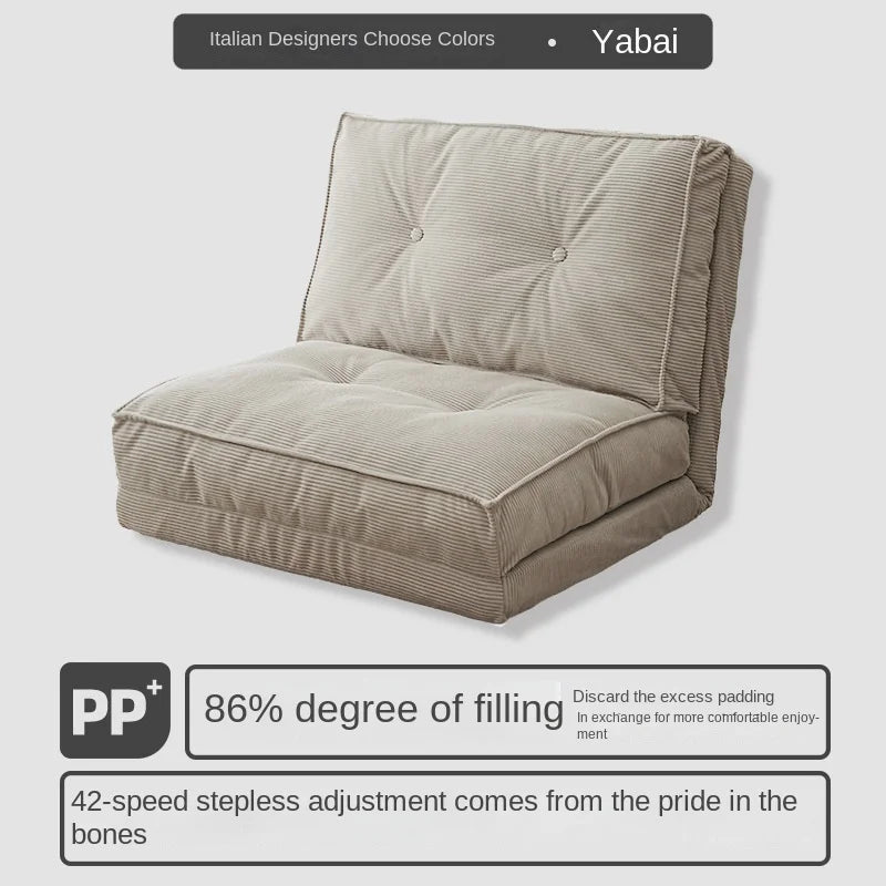 ZISIZ Indoor Modern Morocco Soft Plush Brown Velvet Corduroy Fabric L-Shaped Sponge Cushion Filling  Folding Lazy Futon Sofa Beds/Colors-White/Green/Beige /Orange/Brown/Striped/ Size: 90 x 63 x 63cm