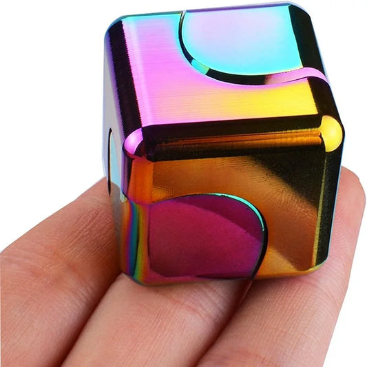 Precision Hand-Eye Square Cube Shape Metal Spinning Top Rotating Twistable Travel Fidget Toys/Colors-Black/Red/Blue/Multicolor/Ages: 13-18 + Years Older