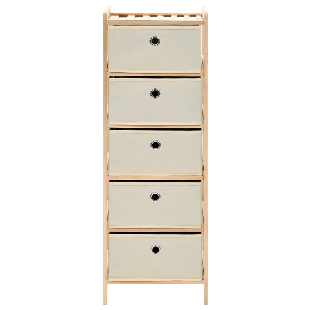 No-EN-Name-Null Modern Tall Square Shaped Solid Cedar Wood Frame Five Beige Polypropylene Fabric Household Storage Drawers