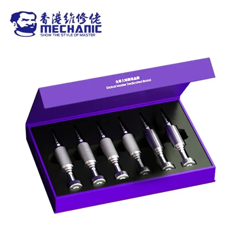 No-EN-Name-Null Mechanic Manuel Mortar Mini 6-In-1 ISHELL MAX Gray Hard Magnesium Silicon Alloy Steel Metal Powerful Magnetic Special Model Drill Screwdrivers Plum Blossom Cross Heads Computer Components/Colors-Purple/Gray/Black/Silver/Blue/Multicolor