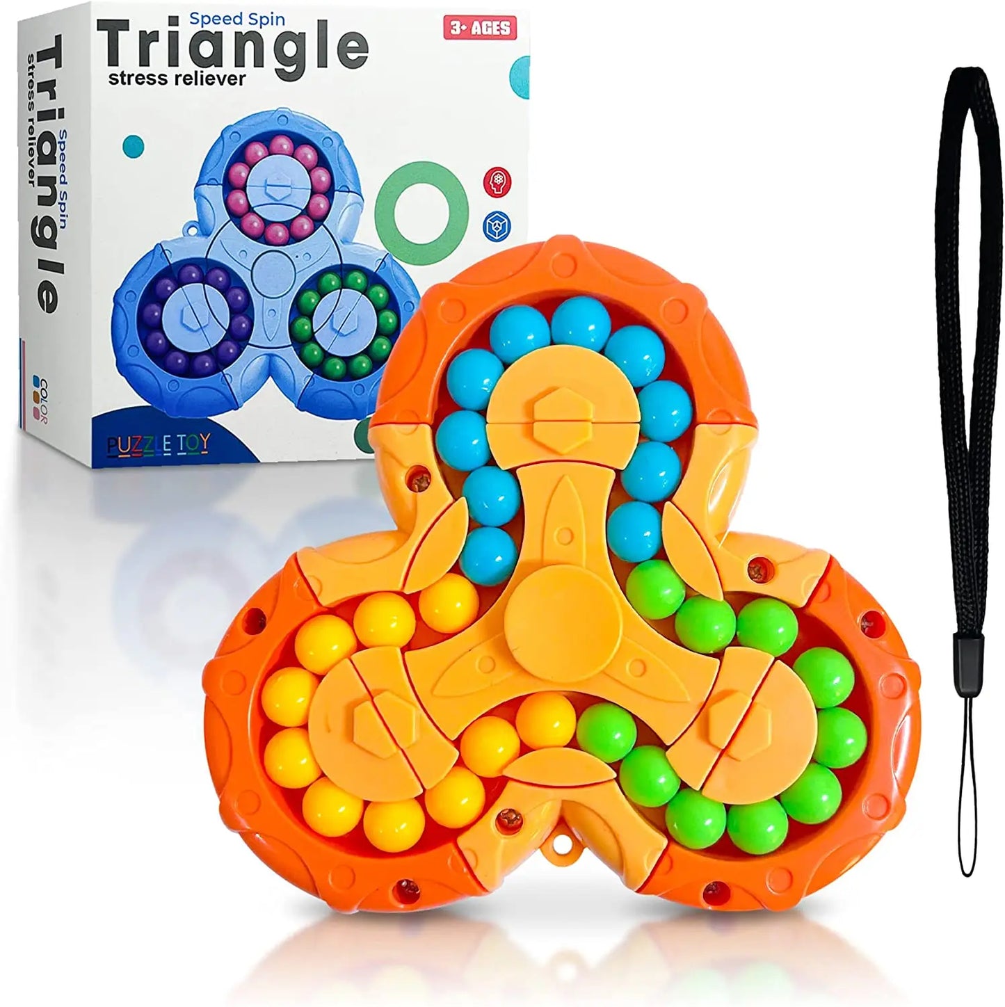 No-EN-Name-Null Teens-Adults Non-Toxic Multicolor Plastic Triangle Shaped Fidget Speed Spinner Six-Sided Rotating Magical Beans Inside Handheld Fingertip Puzzle Early Education Activity Toys/Colors-Blue/Orange/Pink/Multicolor/Ages: 13-18 Years Old-Adults