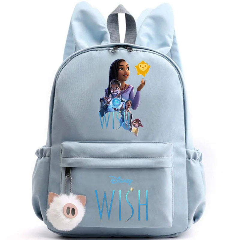 Disney Kids Cute Cartoon Wish Movie Large Waterproof Pink Nylon Fabric School Backpacks