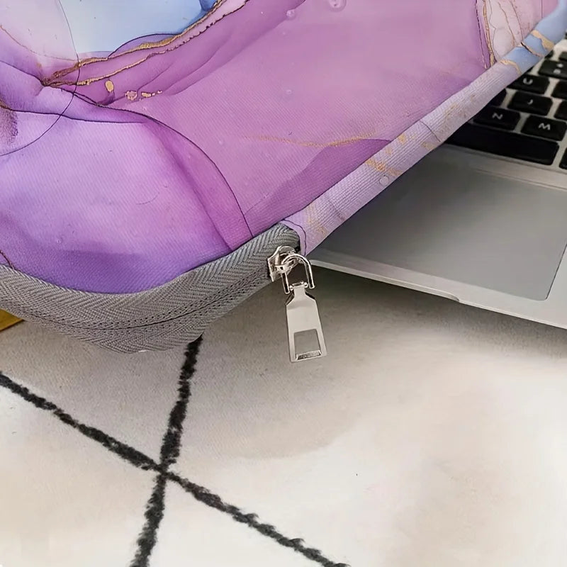 Marble Printed Laptop Polyester Zipper Briefcase Bag /Suitable for 14 inch Laptops/Colors-Purple/White/Blue/Multicolor