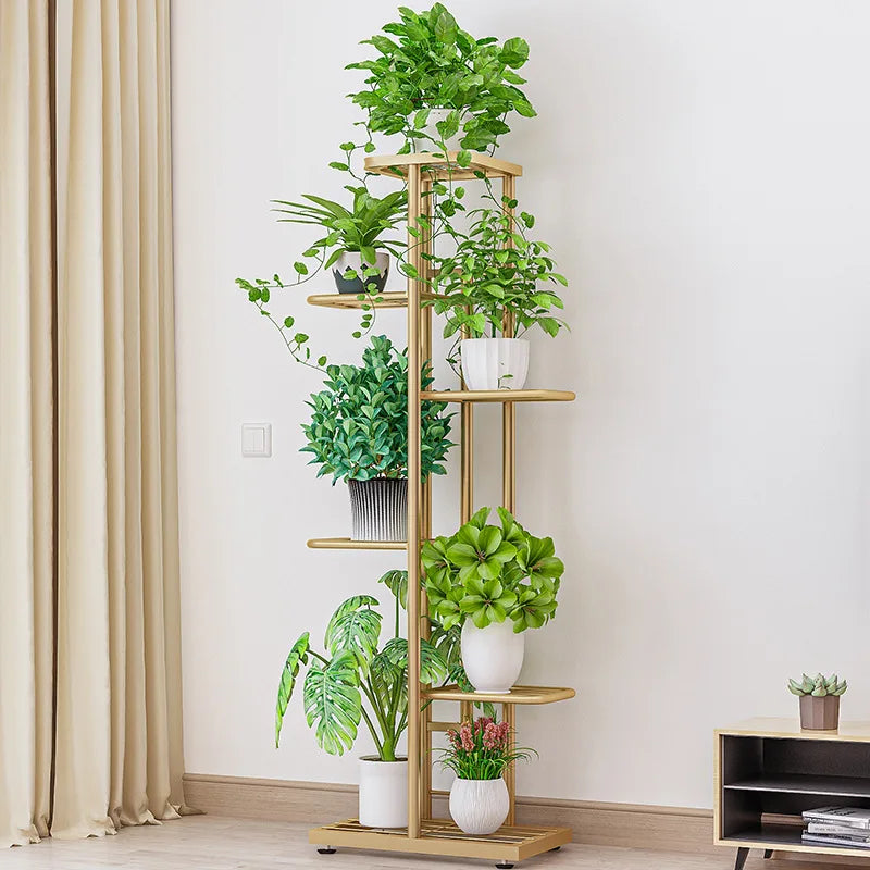 No-EN-Name-Null Indoor White Wrought Iron Metal Tall Multi-Layered 5 Tier Plant Stands/Colors-White/Gold/Black/Silver