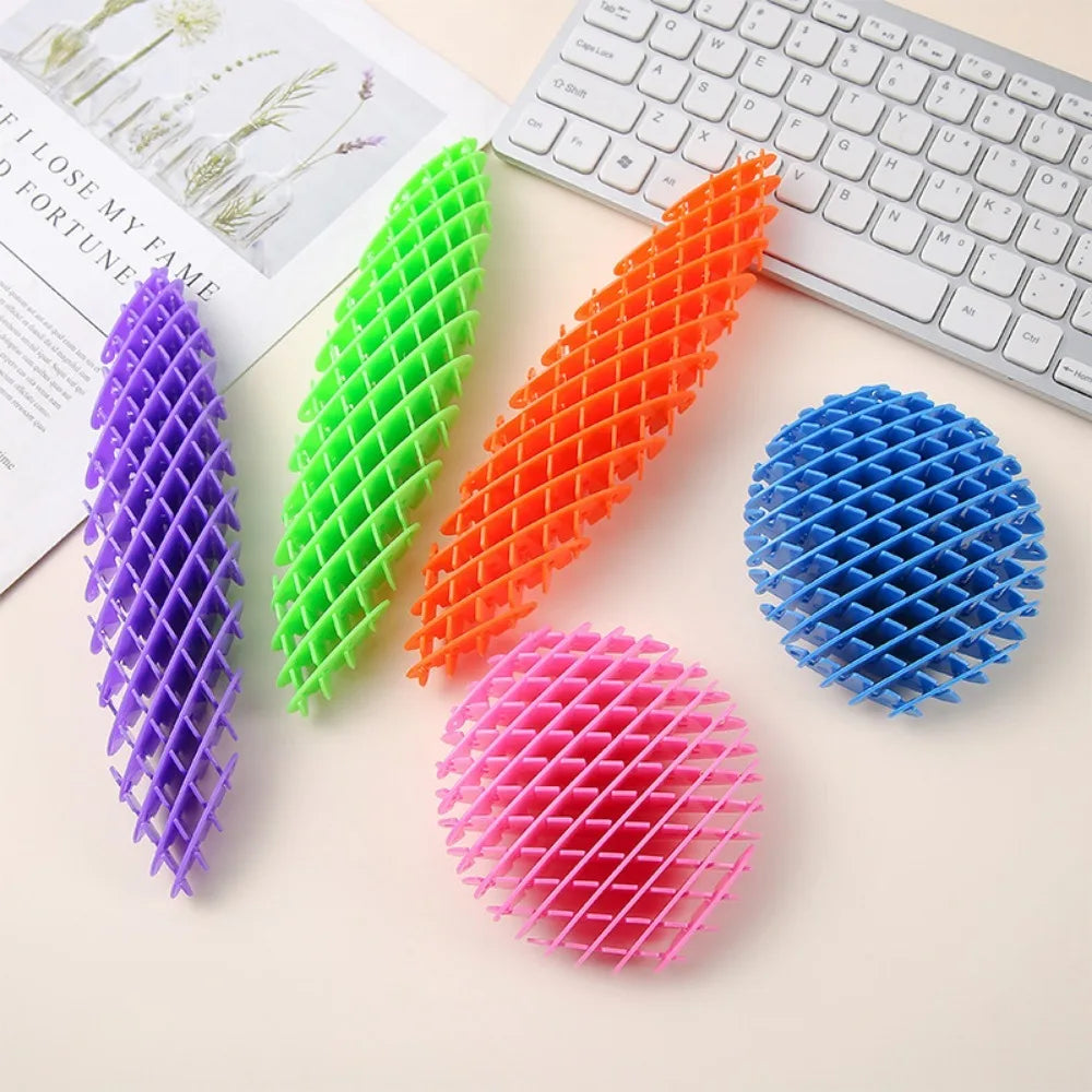 CHUTAI Plastic Elastic Stretch Squeeze Stress-Anxiety Relief Sensory Game Fidgety Calming Wormlike Fidgets Desktop Activity Toys/Colors-Purple/Blue/Orange/Green/Yellow/Ages: 13-18 + Years Older