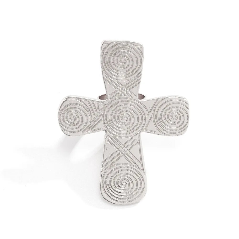 No-EN-Name-Null Adult Women Fine Imitation Metal Gold-Silver Big Bulky Love Two Interlocking Hearts Design  Rings/Optional Big Cross Rings