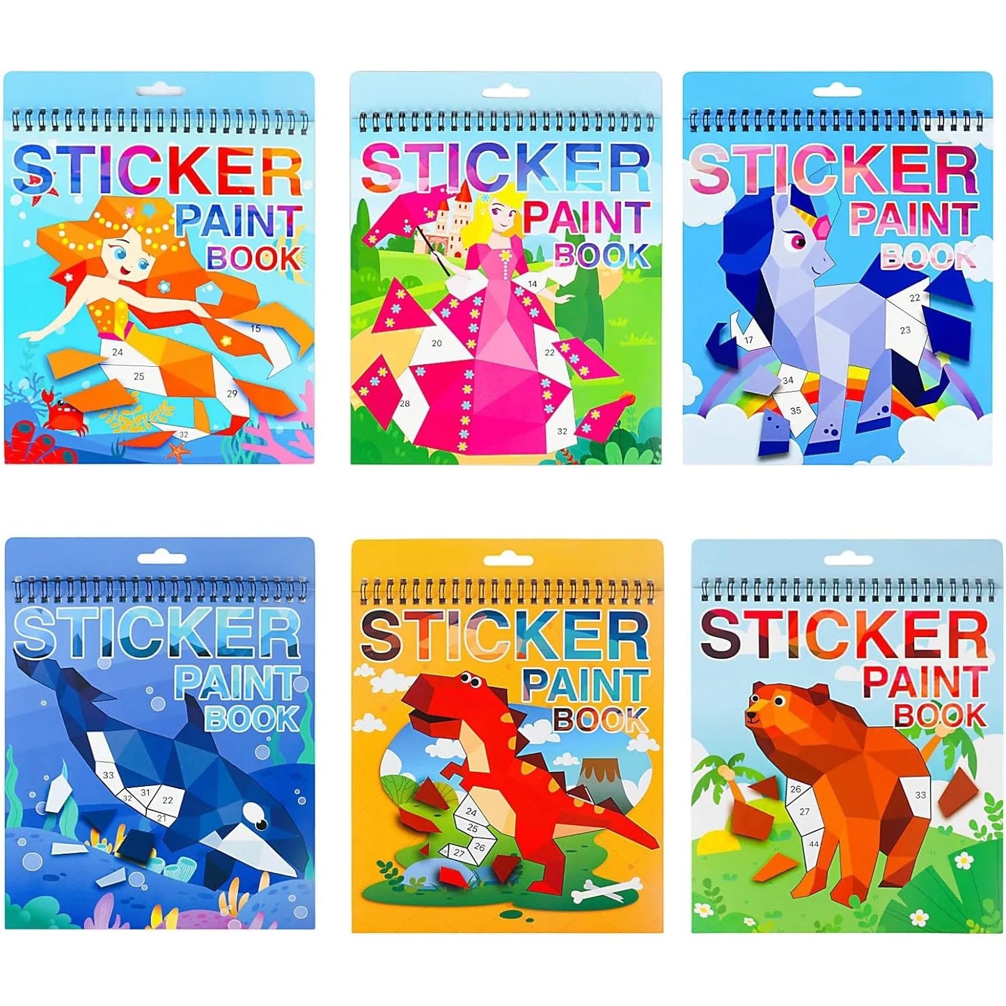 NULL Kids Multicolor Plastic-Cardboard Paper Unique Geometric Seven Different Animal Pictures Patterns Stickers Multicolor Paint By Numbers Brain Games Books Stickers-Stickers Machines/Ages 3-12 Years Old