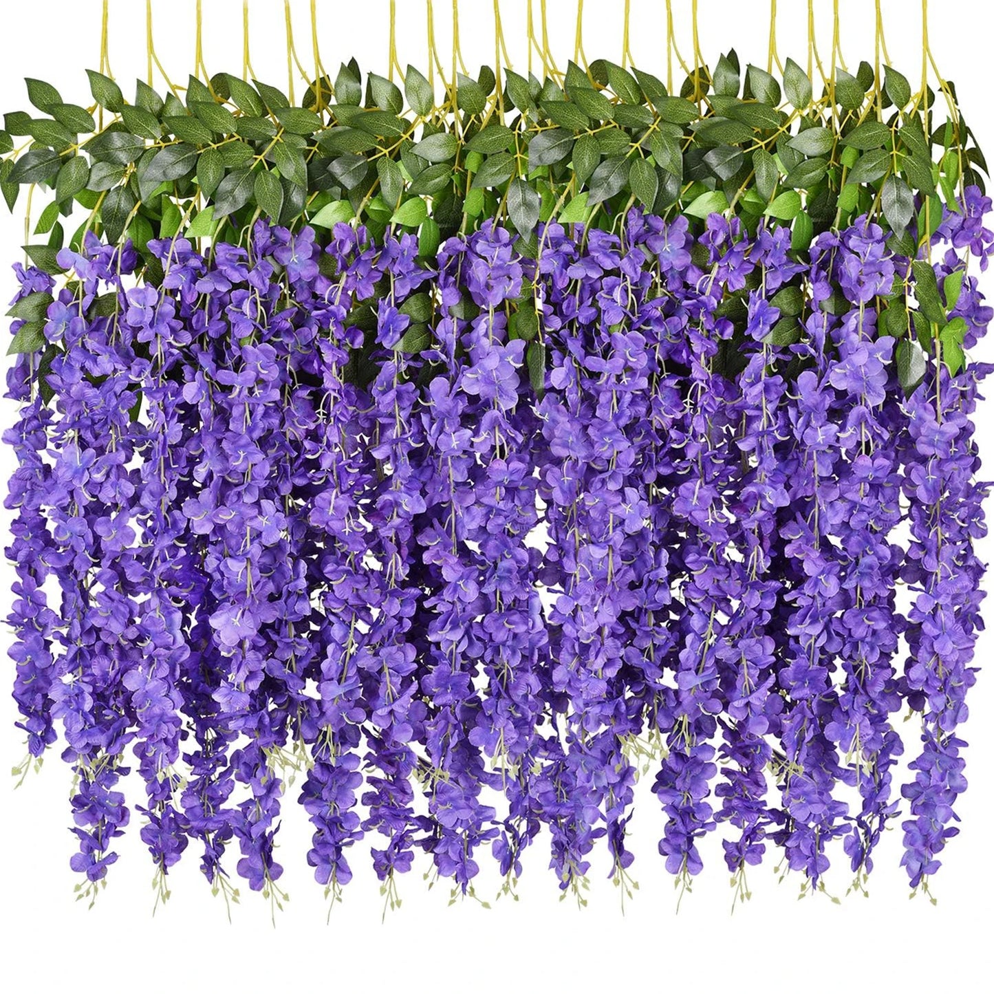12PCS Outdoor Artificial Silk Orchid Rattan Flower Wall Garland Strings/Colors-Yellow/White/Purple/Red/Violet/Floral