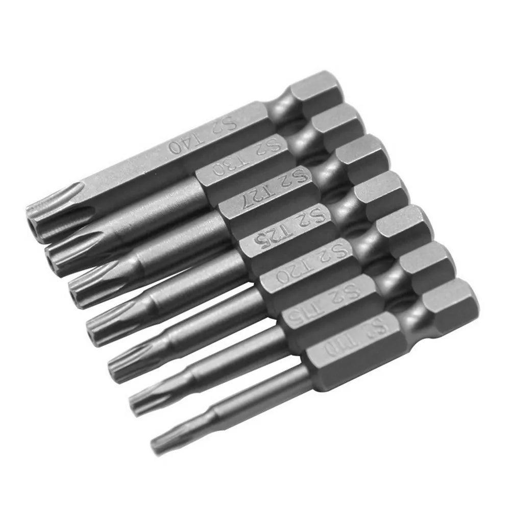 XMSJ 7 PCS Mini Pentacle Star 5-Point Screw Head 1/4 Hex Shank Head Screwdriver Magnetic Gray-Sliver Alloy Steel BITS Sets
