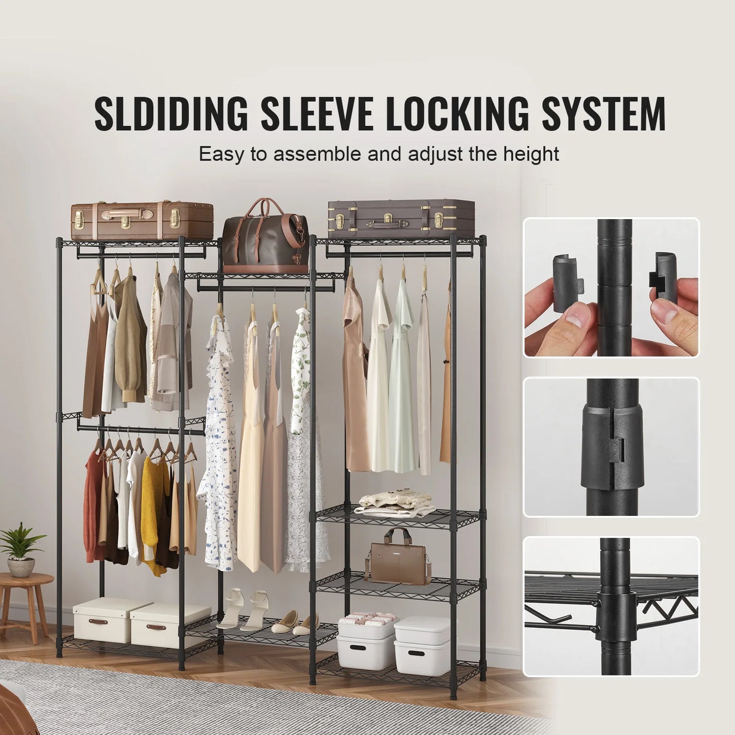 No-EN-Name-Null Modern Black Steel Metal Customized Coat-Garment Racks