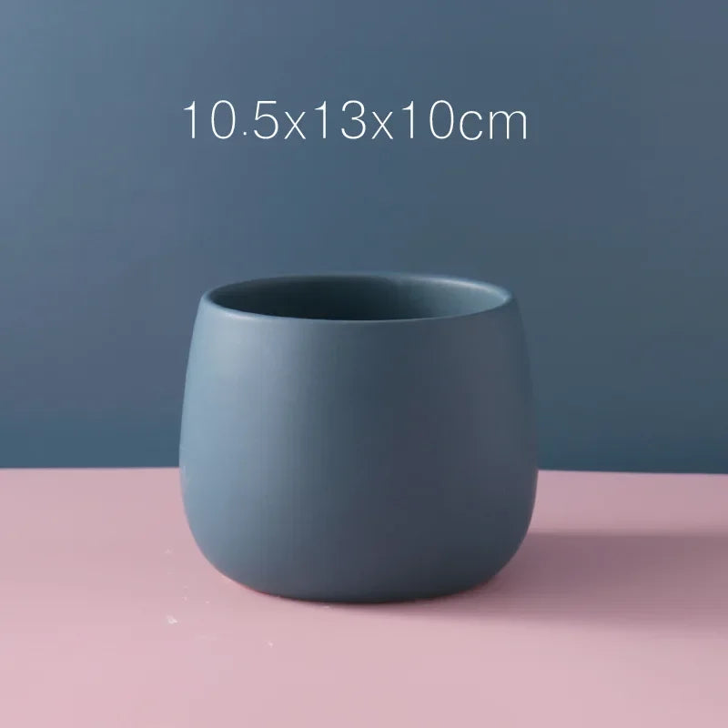 NULL Modern Small Glazed Ceramic Multicolor Round Shaped Desktop Flower Pots Planters /Colors-Colors-Gold/Blue/Pink/Gray/Black/White/Multicolor