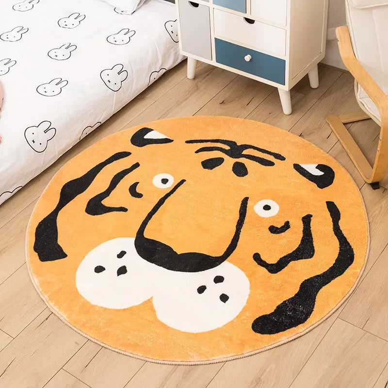 No-EN-Name-Null Printed Non-Toxic Quick-Dry Round Cute Cartoon Gray Animal Cat-Rainbow-White Clouds Nice Day Memory Form Cushion Anti-Slip Bottom Rugs/Colors-Animals/Rainbow/Multicolor/White/Pink/Black/Dots/Yellow/Blue/Geometric