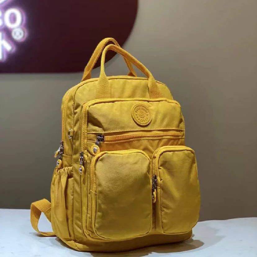 Unisex Square Lightweight Anti-Theft Softback Waterproof Shockproof Nylon Backpacks/Soft Handle /Internal Multi-Pocket Zipper/ Air Cushion Belt/USB Charging/Laptop Compartment/Colors-Yellow/Blue/Gray/Beige/Green/Red