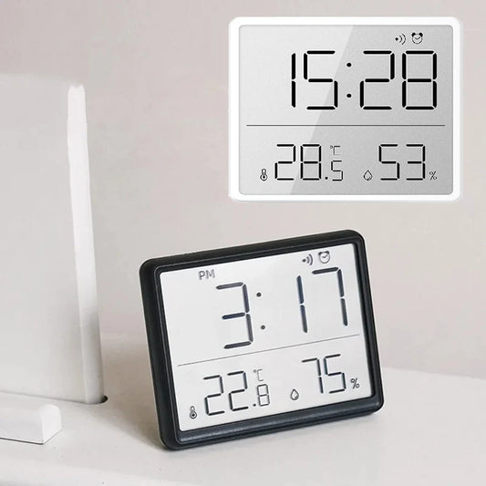 Xiaomi Automatic Rectangle Indoor Sensor Clock Multifunction Thermometer-Hygrometric Electronic Temperature-Humidity Levels Wall Monitor Clocks/Colors-White/Black