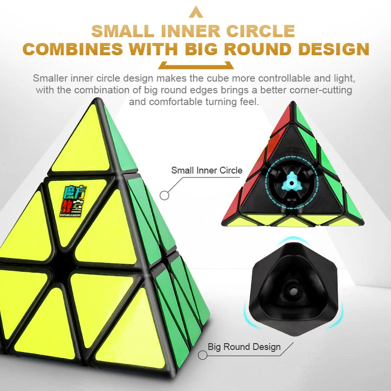 NULL Kids-Adults Medium-Hard Pyramid Magic Multicolor Plastic Triangle Shaped Twistable 3D Dissection Mechanical Puzzle Rubik Cubes Toys/Ages: 6-18 Years Old + Older/Colors-Red/Yellow/Multicolor/Blue/Orange/Black