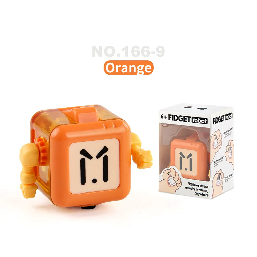 Kids Small Square Shape Handheld Cute Funny Cartoon Facial Expression Robot Anxiety-Stress Relief Smooth Plastic Fidget Toys/Colors-Green/Blue/Orange/Purple/Multicolor/Ages: 6-18 + Years Older