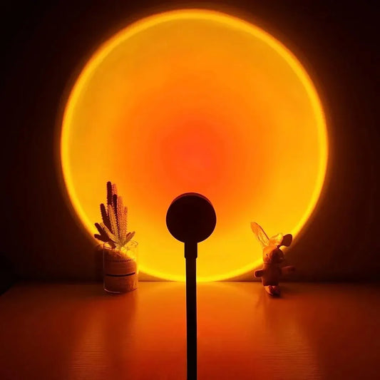 Sunset Yellow USB Night Light Projector Table Lamp /Color-Black