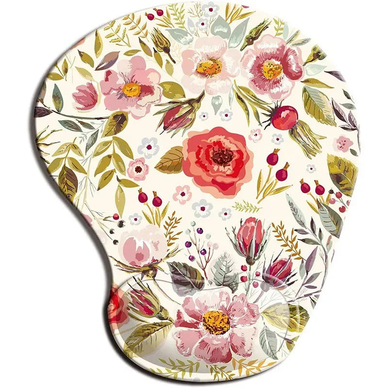 Custom Green Nature Floral Design Silica Gel Wrist Rest Support Non-Slip Rubber Base Computer Mouse Pads