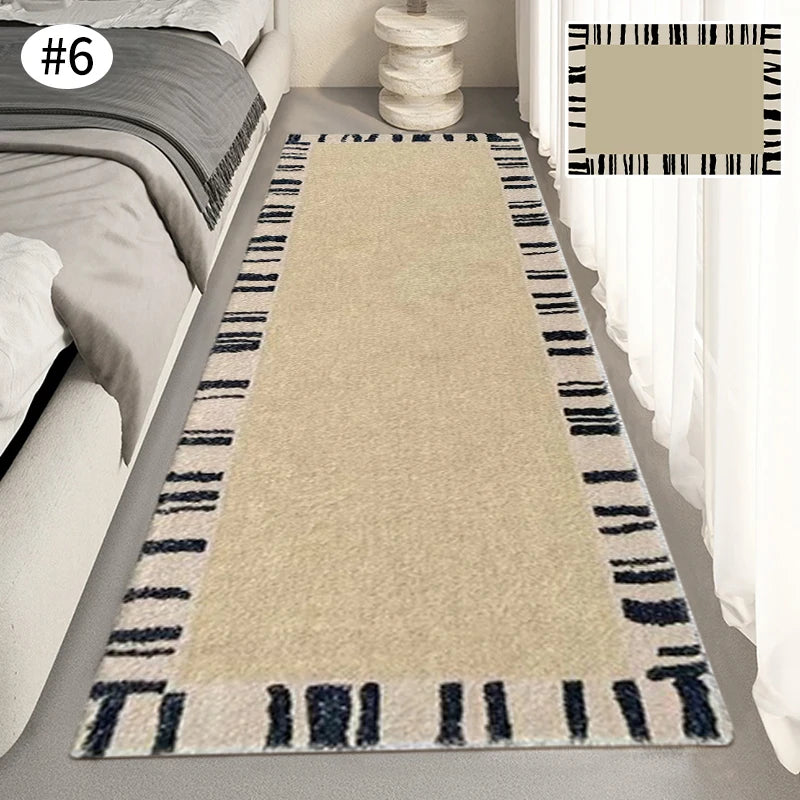 No-EN-Name-Null Modern Indoor Hypoallergenic Rectangle Shaped Persian Beige Striped Geometric Soft Fluffy Faux Cashmere Anti-Slip Bottom Fade-Resistant Non-Toxic Large Rugs/Hand Wash